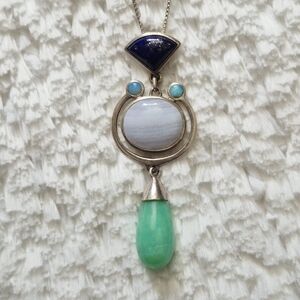 Vintage Whitney Kelly Sterling Silver Multi Gemstone Pendant